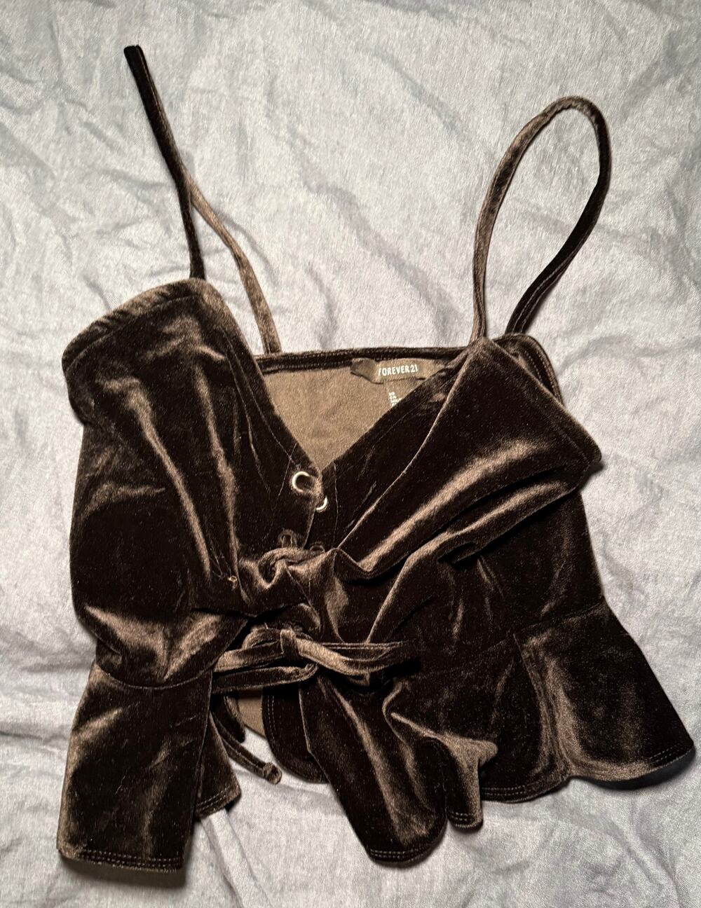 NWT Forever 21 Black Velvet Crop Tank Size Small